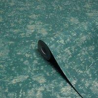 Paoletti Luxe Symphony Teal Blue Embossed Metallic Vinyl Wallpaper 10m x 53cm, Blue