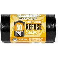Eco Bag 50 Superstrong Refuse Sacks 55L, Black