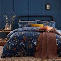 Furn. Forest Fauna Double Duvet Cover Set Cotton Navy, Blue