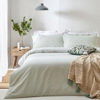 The Linen Yard Hebden Single Duvet Cover Set Cotton Eucalyptus, Green
