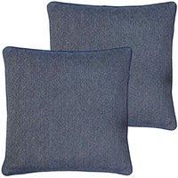 Paoletti Blenheim Polyester Filled Cushions Twin Pack Viscose Linen Navy, Blue