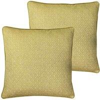 Paoletti Blenheim Polyester Filled Cushions Twin Pack Viscose Linen Ochre, Yellow