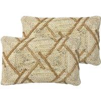 Furn. Boda Polyester Filled Cushions Twin Pack Jute Natural, Cream