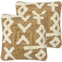 Furn. Camfa Polyester Filled Cushions Twin Pack Jute Cotton Natural, Cream