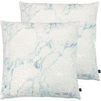 Ashley Wilde Cinnabar Polyester Filled Cushions Twin Pack Viscose Linen Seagreen Eau De Nil, Green