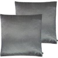 Prestigious Textiles Emboss Polyester Filled Cushions Twin Pack Cotton Sterling, Grey