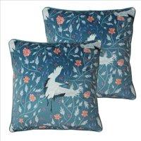 Paoletti Georgiana Polyester Filled Cushions Twin Pack Slate Blue, Blue