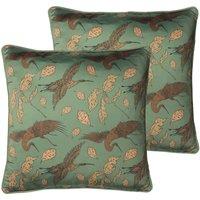 Paoletti Harper Polyester Filled Cushions Twin Pack Bay Green, Green