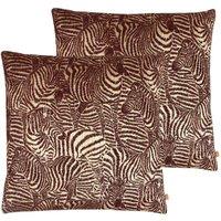 Kai Hector Polyester Filled Cushions Twin Pack Viscose Cotton Earth, Brown