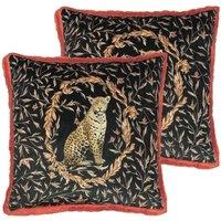 Paoletti Kitraya Polyester Filled Cushions Twin Pack Paprika, Black