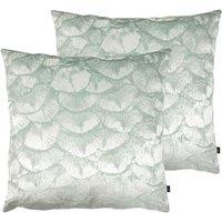 Ashley Wilde Jaden Polyester Filled Cushions Twin Pack Cotton Seagreen Eau De Nil, Green