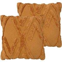Furn. Kamjo Polyester Filled Cushions Twin Pack Cotton Ginger, Orange