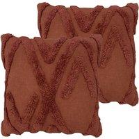 Furn. Kamjo Polyester Filled Cushions Twin Pack Cotton Red, Red