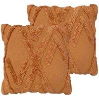 Furn. Kamjo Polyester Filled Cushions Twin Pack Cotton Rust, Orange
