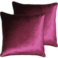 Paoletti Luxe Velvet Polyester Filled Cushions Twin Pack Cranberry, Red