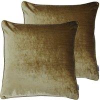 Paoletti Luxe Velvet Polyester Filled Cushions Twin Pack Gold, Gold