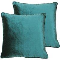 Paoletti Luxe Velvet Polyester Filled Cushions Twin Pack Jadite, Blue