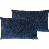 Furn. Mahal Polyester Filled Cushions Twin Pack Cotton Navy, Blue