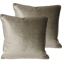 Paoletti Luxe Velvet Polyester Filled Cushions Twin Pack Mink, Grey