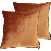 Paoletti Luxe Velvet Polyester Filled Cushions Twin Pack Rust, Orange