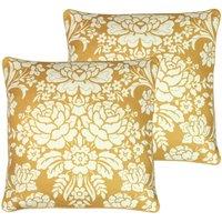 Paoletti Melrose Polyester Filled Cushions Twin Pack Honey, Yellow