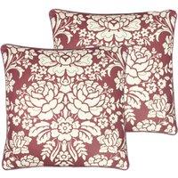 Paoletti Melrose Polyester Filled Cushions Twin Pack Mulberry, Red