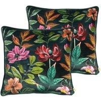 Evans Lichfield Midnight Garden Polyester Filled Cushions Twin Pack Winter Floral, Blue