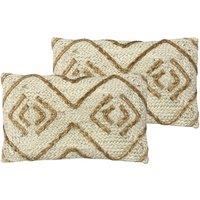 Furn. Mynu Polyester Filled Cushions Twin Pack Jute Natural, Cream
