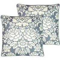 Paoletti Melrose Polyester Filled Cushions Twin Pack Slate Blue, Blue