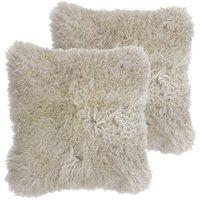 Paoletti 2pk Mongolian Polyester Filled Cushions, Cream