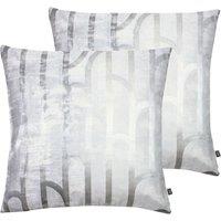 Ashley Wilde Meyer Polyester Filled Cushions Twin Pack Viscose Cotton Platinum Silver, Silver