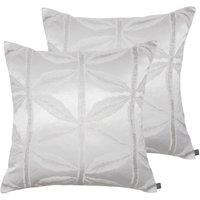 Prestigious Textiles Palm Polyester Filled Cushions Twin Pack Cotton Opal, Silver