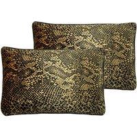 Paoletti Python Polyester Filled Cushions Twin Pack Gold, Gold