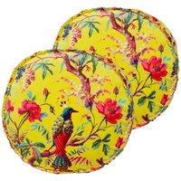 Paoletti Paradise Polyester Filled Cushions Twin Pack Cotton Acacia, Yellow