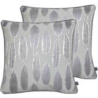 Prestigious Textiles Quill Polyester Filled Cushions Twin Pack Cotton Silver, Silver