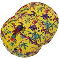 Paoletti Paradise Polyester Filled Cushions Twin Pack Cotton Yellow, Yellow