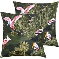 Paoletti Platalea Outdoor Polyester Filled Cushions Twin Pack Bottle Green, Green