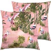 Paoletti Platalea Outdoor Polyester Filled Cushions Twin Pack Blush