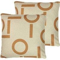 Furn. Shearling Circa Polyester Filled Cushions Twin Pack Ginger, Cream