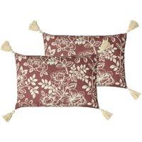 Paoletti Somerton Polyester Filled Cushions Twin Pack Mulberry, Red