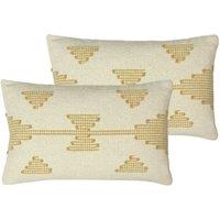 Furn. Sonny Polyester Filled Cushions Twin Pack Cotton Honey, Yellow