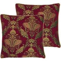 Paoletti Shiraz Polyester Filled Cushions Twin Pack Burgundy, Red