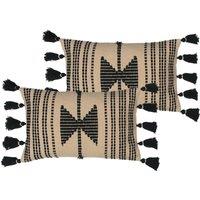 Furn. Sagar Polyester Filled Cushions Twin Pack Cotton Clay, Cream