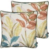 Prestigious Textiles Sumba Polyester Filled Cushions Twin Pack Coral, Orange