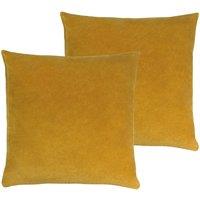 Furn. Solo Polyester Filled Cushions Twin Pack Cotton Ochre, Yellow
