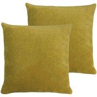 Furn. Solo Polyester Filled Cushions Twin Pack Cotton Olive, Green