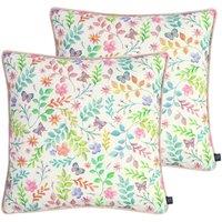Prestigious Textiles Secret Garden Polyester Filled Cushions Twin Pack Cotton Candyfloss, Pink