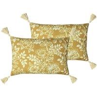 Paoletti Somerton Polyester Filled Cushions Twin Pack Honey, Yellow