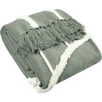 Furn. Rainbow Tufted Cotton Woven Throw Grey, Grey