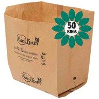 Bioliner 3 5L Compostable Paper Bags X 50 Bags, Brown
